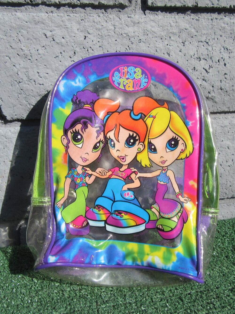 Lisa Frank Fab Friends 3 Groovy Hippie Girls Clear 10" Backpack Bag